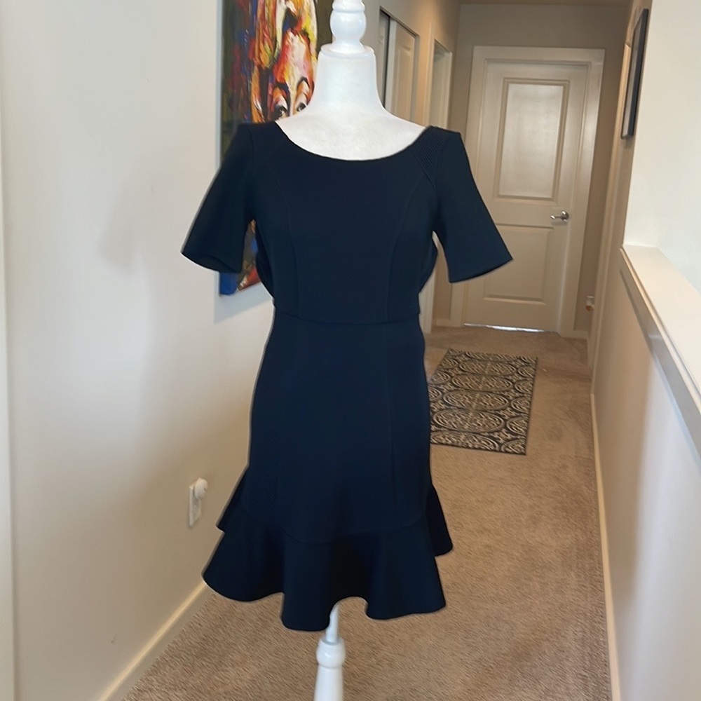 Anthropologie Marcelline Flounced Sheath Black Dress - Picture 11 of 13